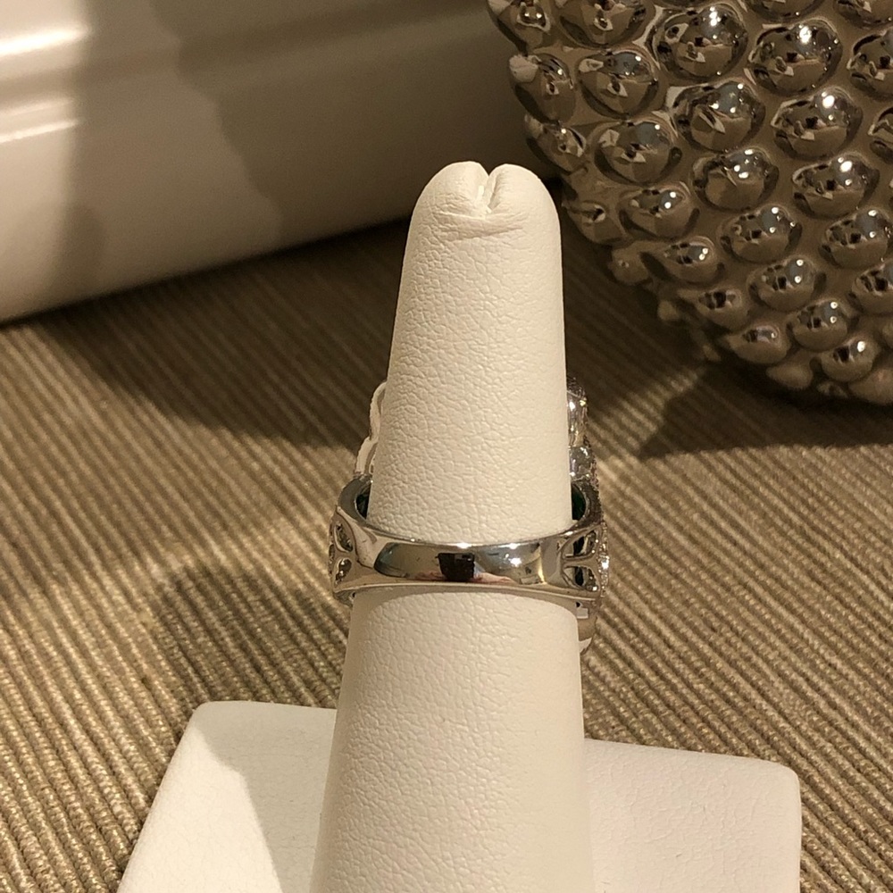 Lab Created Emerald & CZ Statement Ring - Picture 7 of 10
